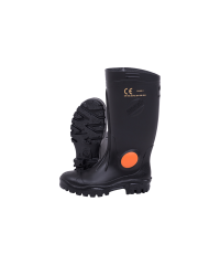 Black/Black Knee Length Heavy Duty Steel Toe Recycled Gumboot