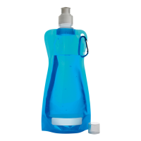 304690-Pale-Blue 420ml Foldable Water Bottle with Carabiner Clip