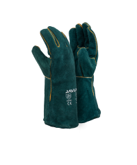 ce018eb687e0f0b0d9c4d6590139ec7e.png Green Leather Fully Welted Lined Gloves - 15cm Cuff